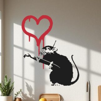 Sticker Autocollant   Rat Pinceau Coeur street art L87314
