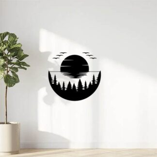 Sticker Autocollant coucher de soleil forêt  montagne  LB24