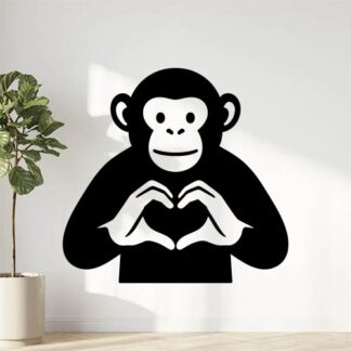 Sticker autocollant singe fait un coeur avec ses mains décoration decostickerstore - LPNT0L