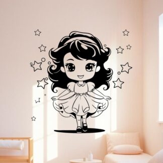 Sticker Autocollant fille manga princesse  P185