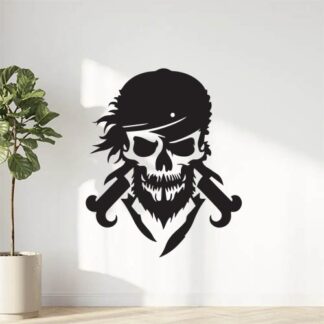 Sticker Autocollant tete de mort skull pirate  P2128