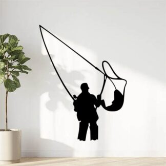 Sticker Autocollant Pêcheur épuisette pêche P87319