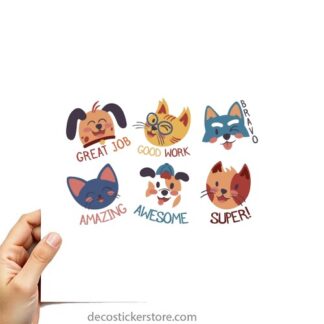 gommettes animaux chat chien cool planche 10x15cm   PGO157860