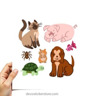 gommettes animaux chat chien cochon tortue poisson planche 10x15cm   PGO157864
