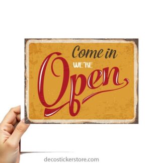 Sticker Autocollant plaque open imprime 18x24cm  PL23