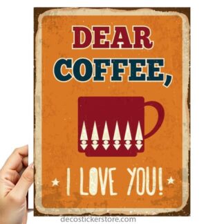 Sticker Autocollant plaque coffee imprime 18x24cm  PL28