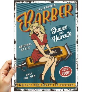 Sticker Autocollant plaque barbier imprime 18x24cm  PL42