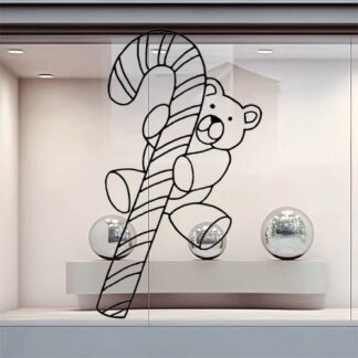 Sticker autocollant sucre d’orge Noël et ourson