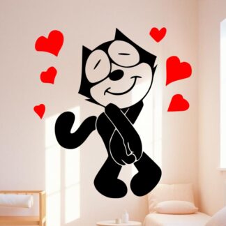 Sticker autocollant félix le chat love