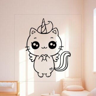 Sticker autocollant chat licorne