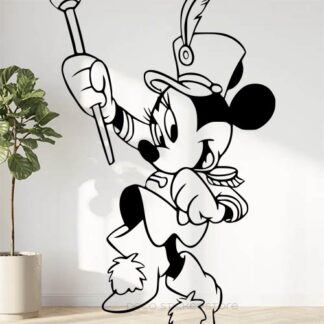 Sticker autocollant Minnie majorette 50 cm à personnaliser avec le prénom