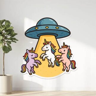 Autocollant Un ovni avec des licornes décoration decostickerstore - UZ3CBC