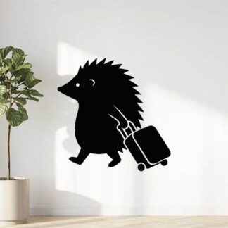 Sticker autocollant un hérisson avec une valise décoration decostickerstore - W9FZWC