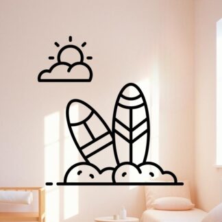 sticker autocollant surf plage mer 3 WDSZW