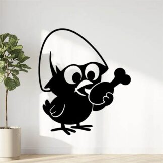 Sticker autocollant Calimero mange du poulet décoration decostickerstore - WOSGDP