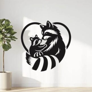 sticker autocollant animaux racoon Coeur 2 XLYRC