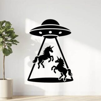 Sticker autocollant Un ovni avec des licornes décoration decostickerstore - YTWME4