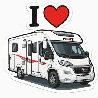 Autocollant Camping Car Pilote en blanc avec marqué I ❤️ décoration decostickerstore - W7RRXW