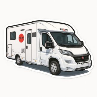 Autocollant Camping car blanc avec logo pilote en rouge sans la capucine décoration decostickerstore - AXJBRG