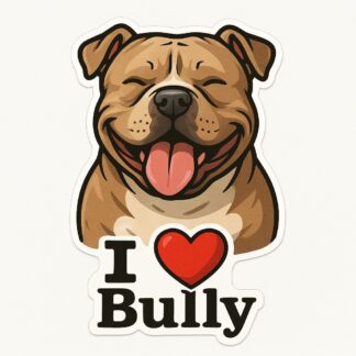 Autocollant Chien bully avec texte « I❤️ Bully » en bas décoration decostickerstore - JBHAZH