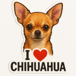 Autocollant Chien chihuahua avec texte « J❤️ Chihuahua » en bas décoration decostickerstore - M83T3I