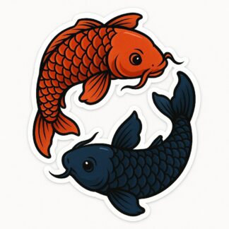 Autocollant DEUX CARPES DANS LE STYLE YING ET YANG décoration decostickerstore - OBTXWX