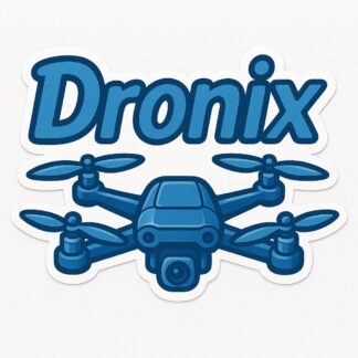 Autocollant Écrit Dronix en bleu avec un drone en bas du mot en bleu décoration decostickerstore - BKPE6H