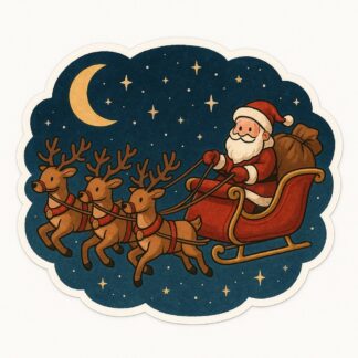 Autocollant Le traîneau du père Noël avec les rennes dans le ciel de nuit étoilée décoration decostickerstore - JABOFA