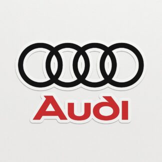 Autocollant Logo Audi en Noir écrit Audi Rouge décoration decostickerstore - DCW5C1