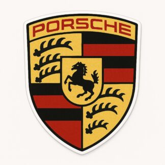 Autocollant Logo Porsche en rouge et jaune décoration decostickerstore - V9G4AY