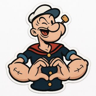 Autocollant Popeye fait cœur avec doigts décoration decostickerstore - 51AJG2