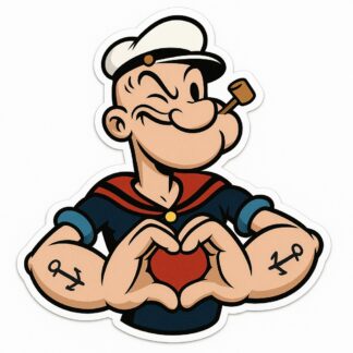 Autocollant Popeye fait cœur avec doigts décoration decostickerstore - TG9NMS