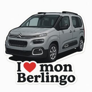 Autocollant Un Berlingo Citroën en gris écrit en bas J ❤️ mon Berlingo décoration decostickerstore - LQC51R