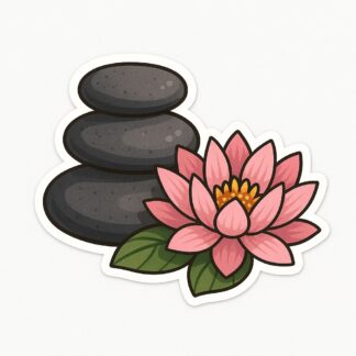 Autocollant Zen galet et fleurs de lotus à côté décoration decostickerstore - F1GYZI
