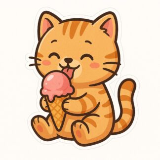 Autocollant chat mangeant une glace décoration decostickerstore - TOP8VY