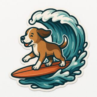 Autocollant chien surfant décoration decostickerstore - M1PI61