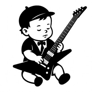 Sticker autocollant Bébé acdc avec guitare snakebyte façon James Bond décoration decostickerstore - TFRZDZ