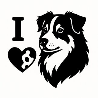 Sticker autocollant Berger australien avec tache i love décoration decostickerstore - LWKDGL