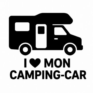Sticker autocollant Camping car en travers avec écrit en bas du camping car J❤️ mon camping car décoration decostickerstore - PHHTTU