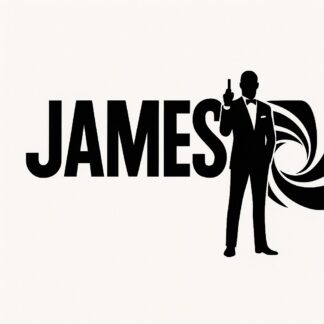 Sticker autocollant James écrit à la façon de James Bond. décoration decostickerstore - MYJ4OU