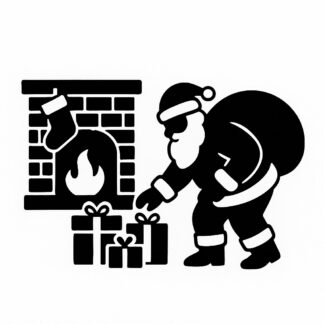 Sticker autocollant Le père Noël met des cadeaux devant la cheminée. décoration decostickerstore - CJ8ETQ