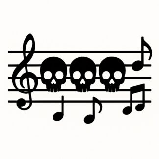 Sticker autocollant Partition de musique avec des crânes décoration decostickerstore - H3BK39