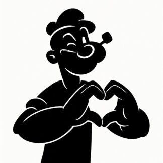 Sticker autocollant Popeye fait cœur avec doigts décoration decostickerstore - EAUIPU