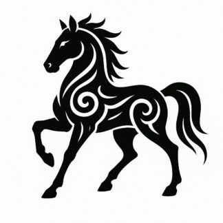 Sticker autocollant cheval tribal inspiration japonaise décoration decostickerstore - GQGRTG