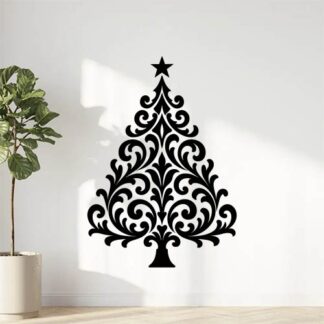 Sticker autocollant Sapin de noël design baroque pour vitrine décoration decostickerstore - 1DL3CK