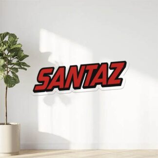 Autocollant Écriture majuscule du mot SANTAZ avec une police d'écriture proche ou similaire à la marque de VTT SANTA CRUZ décoration decostickerstore - 5B4NPZ