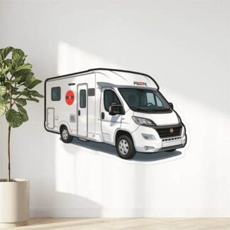 Autocollant Camping car blanc avec logo pilote en rouge sans la capucine décoration decostickerstore - AXJBRG