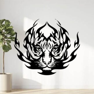 Sticker Autocollant Tigre Flammes Tribal