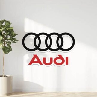 Autocollant Logo Audi en Noir écrit Audi Rouge décoration decostickerstore - DCW5C1