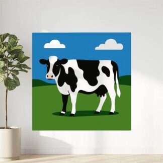 autocollant Une Vache dans un prés en couleurs décoration decostickerstore - DPVZSN